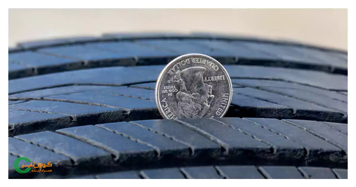 بررسی عمق آج با سکه قبل از روکش کردن لاستیک